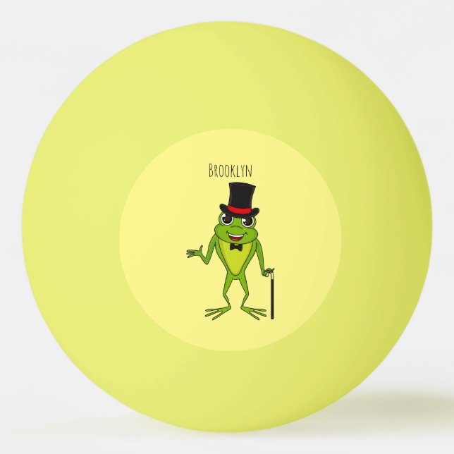Balle De Ping Pong Drôle grenouille avec chapeau dessus dessin animé (Devant)