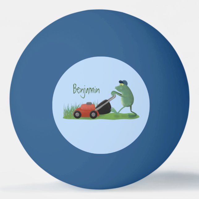Balle De Ping Pong Drôle grenouille verte tondre la pelouse dessin (Devant)