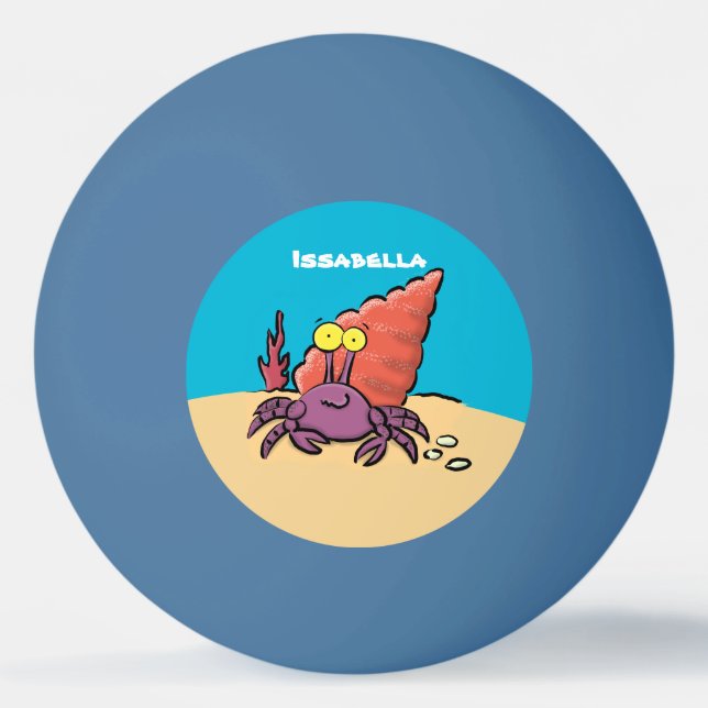Balle De Ping Pong Drôle mignon caricature pourpre crabe ermite (Devant)