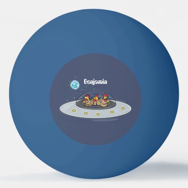 Balle De Ping Pong Drôle poule dans l'espace dessin animé (Devant)