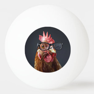 Balle De Ping Pong Drôle poulet portant des lunettes