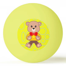 Drôle Quirky Cute Bowtie Bear Yellow Ping Ping Bal