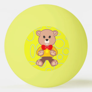 Balle De Ping Pong Drôle Quirky Cute Bowtie Bear Yellow Ping Ping Bal
