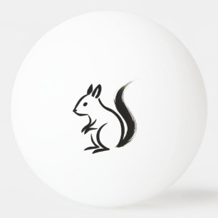Balle De Ping Pong Écureuil minimaliste - Animal à pinceau d'encre su