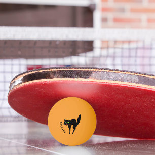 Balle De Ping Pong Éffrayant Chat Noir Nom Personnalisé Orange Fun Pa