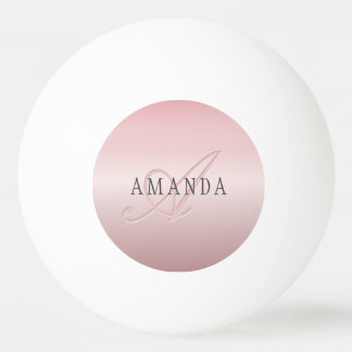 Balle De Ping Pong Elégant Blush Faux Rose Gold | Nom et monogramme
