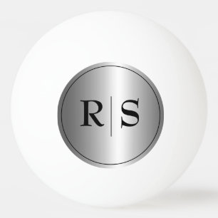 Balle De Ping Pong Élégant Moderne Monogrammé Argent Et Noir