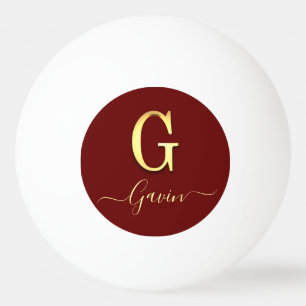 Balle De Ping Pong Élégant or personnalisé Monogramme G Nom