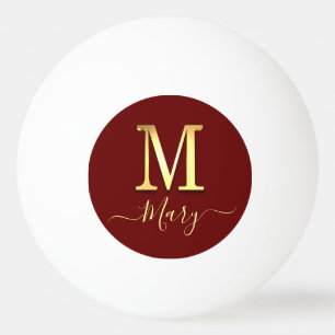 Balle De Ping Pong Élégant or personnalisé Monogramme M Nom Ping Pong