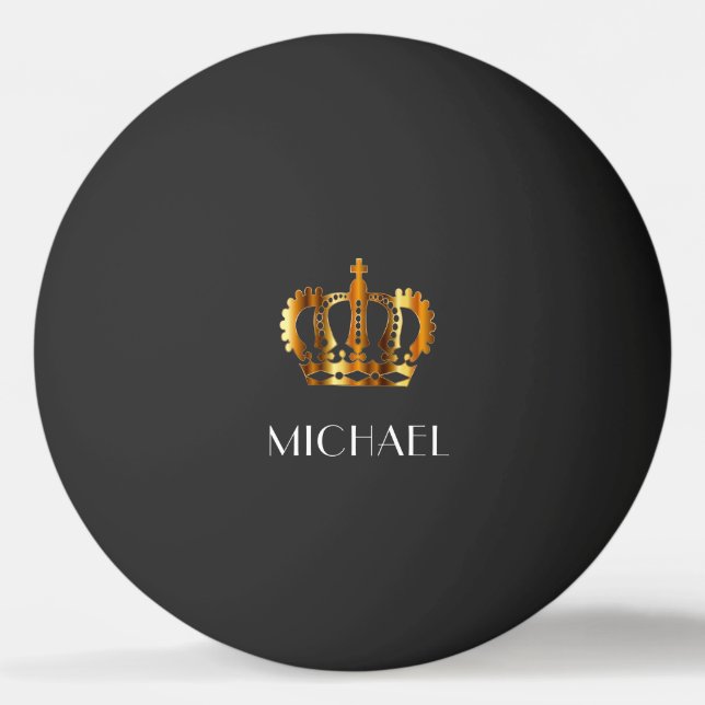 Balle De Ping Pong Elégant Royal Gold Nom Couronne Ping Pong Ball (Devant)