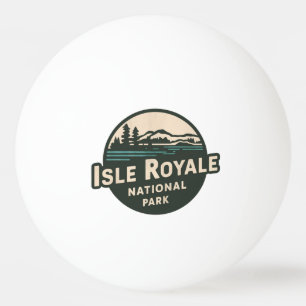Balle De Ping Pong Emblème rétro du parc national de l'Isle Royale