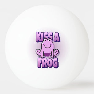 Balle De Ping Pong Embrasse Une Grenouille Rose