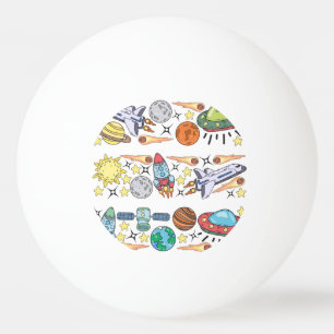 Balle De Ping Pong Espace extra-atmosphérique : Doodles Vintages tiré