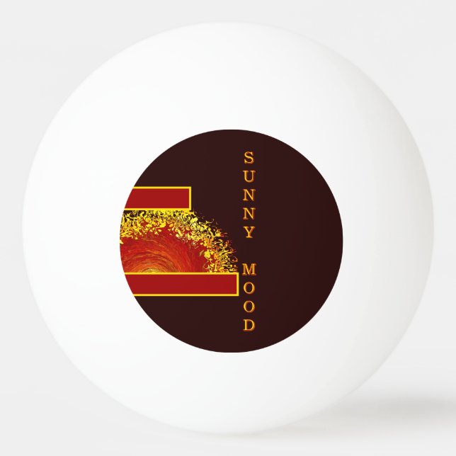 Balle De Ping Pong Explosion de soleil jaune orange marron abstrait p (Devant)