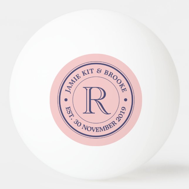 Balle De Ping Pong Faites votre propre Rose Quartz rose Logo Monogram (Devant)