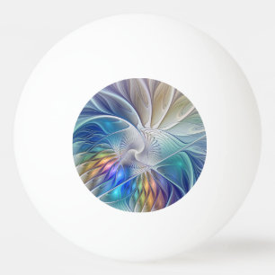 Balle De Ping Pong Fantaisie florale, fleur fractale abstraite coloré
