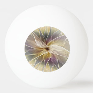 Balle De Ping Pong Fantaisie florale or aubergine Art fractal abstrai