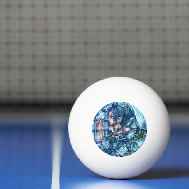 Balle De Ping Pong Fée de givre vue d'un hiver saphir (Filet)
