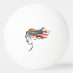 Balle De Ping Pong Femme Abstraite aux cheveux colorés