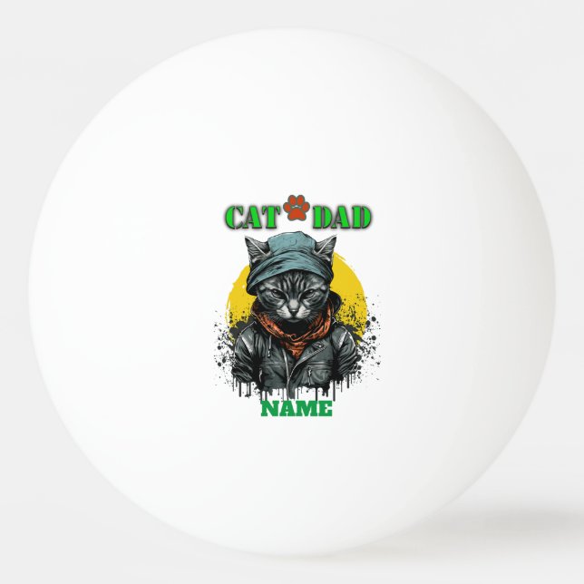 Balle De Ping Pong Fête des pères - CAT DAD. Nom/message modifiable (Devant)