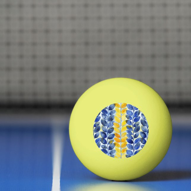 Balle De Ping Pong Feuilles jaune et bleu (Filet)
