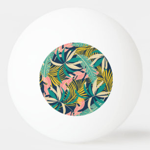 Balle De Ping Pong Feuilles tropicaux colorés : motif d'été.