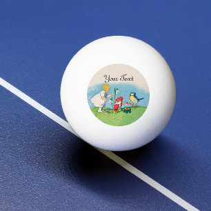 Balle De Ping Pong Fille Pâques Lys Gnome Elfes Oiseaux Chantant Pani