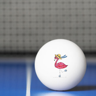 Balle De Ping Pong Flamant rose rose mignon et capricieux sur les pat