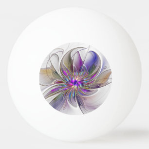 Balle De Ping Pong Fleur d'art fractal abstrait énergique et coloré