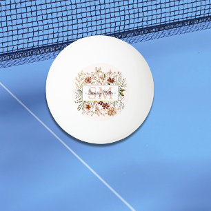 Balle De Ping Pong Fleur de Floral Élégant Monogramme Aquarelle Autom