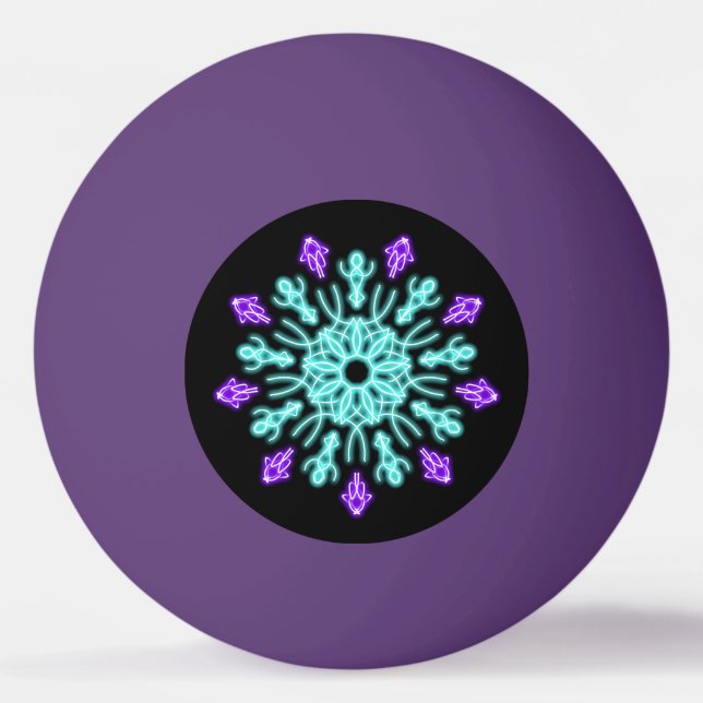 Balle De Ping Pong Fleur de néon pourpre et turquose (Devant)