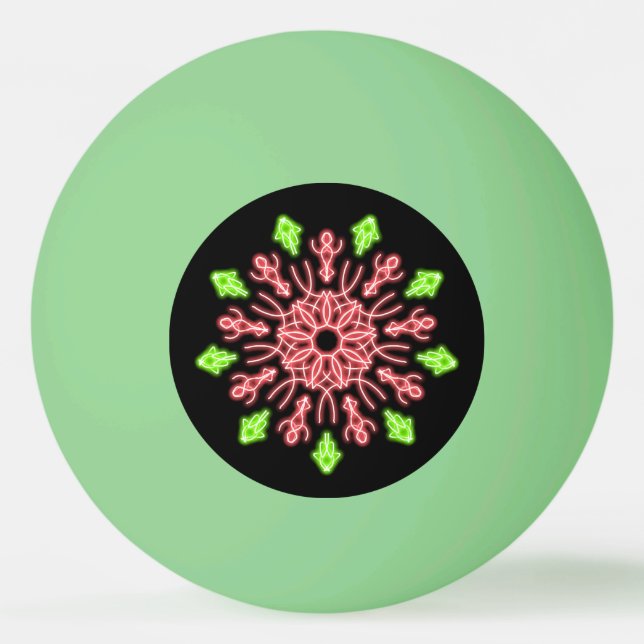 Balle De Ping Pong Fleur de néon rouge et vert (Devant)