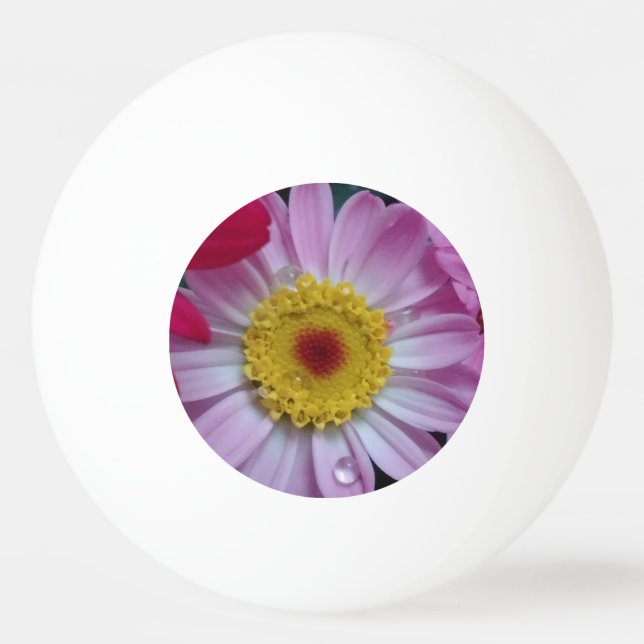 Balle De Ping Pong Fleur rose et jaune (Devant)