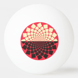 Balle De Ping Pong Fleur stylisée : noir rouge ivoire