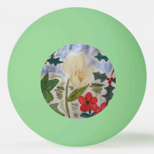 Balle De Ping Pong Fleurs d'hiver et houx