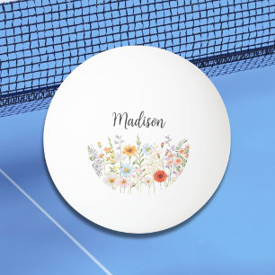 Balle De Ping Pong Fleurs Sauvages Florales Botaniques Aquarelle Mono