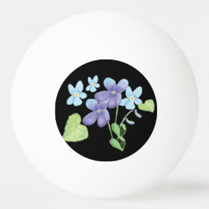 Balle De Ping Pong Fleurs violettes sauvages Illustration noir