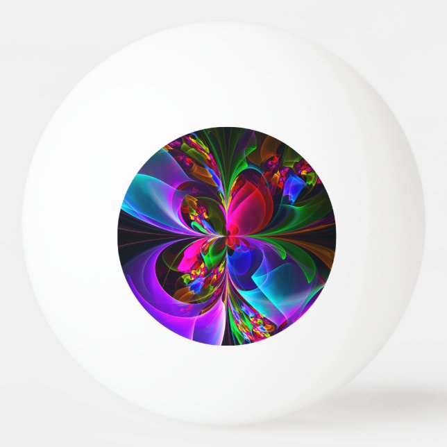 Balle De Ping Pong Floral moderne Art Abstrait Rouge Bleu Motif #12 (Devant)