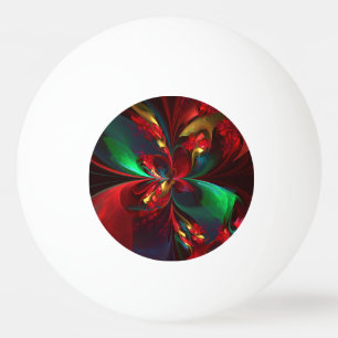 Balle De Ping Pong Floral moderne Art Abstrait Rouge Vert Motif #11