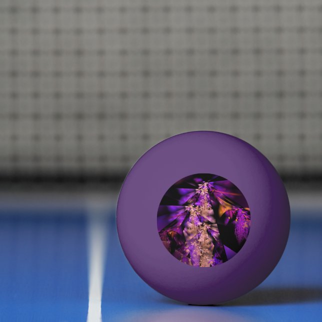 Balle De Ping Pong fractale moderne en noir et violet (Filet)