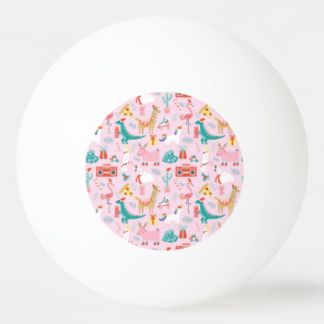 Balle De Ping Pong Fun de Noël : Animal Motif sans Seamless. (Devant)