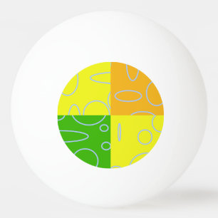 Balle De Ping Pong Fun Retro Quad Jaune Vert Orange Géométrique