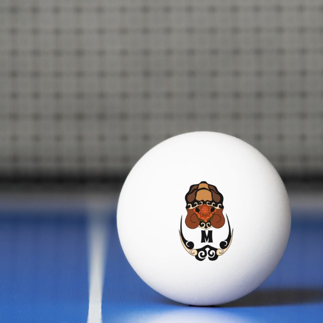 Balle De Ping Pong Funky Tortoise Chilling Monogramme (Filet)