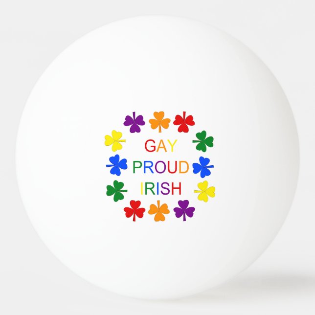 Balle De Ping Pong Gay Fier Irlandais LGBT Rainbow Shamrocks (Devant)