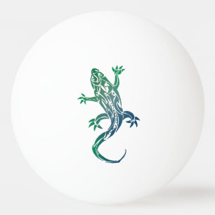 Balle De Ping Pong Gecko de tatouage tribal vert