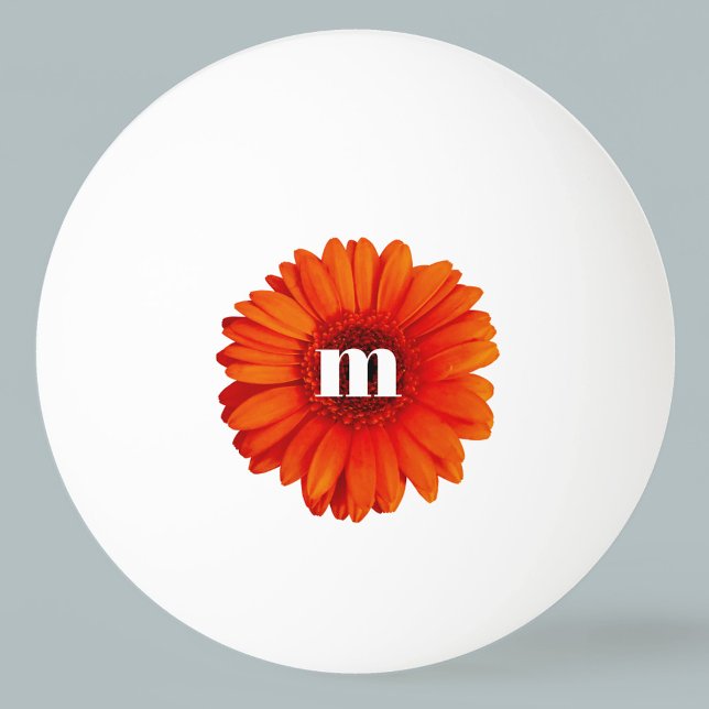 Balle De Ping Pong Gerbera Daisy Monogramme initial (Créateur téléchargé)