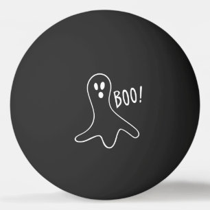 Balle De Ping Pong Ghost Saying Boo White Outline sur Black