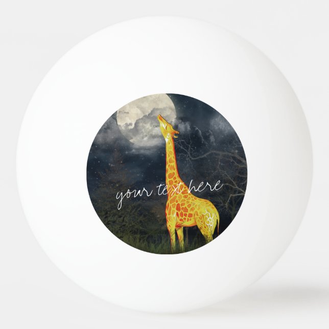 Balle De Ping Pong Giraffe et Lune |Boule de ping-pong 3 étoiles pers (Devant)