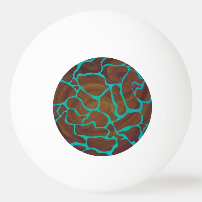 Balle De Ping Pong Giraffe Impression Brown et Turquoise (Devant)