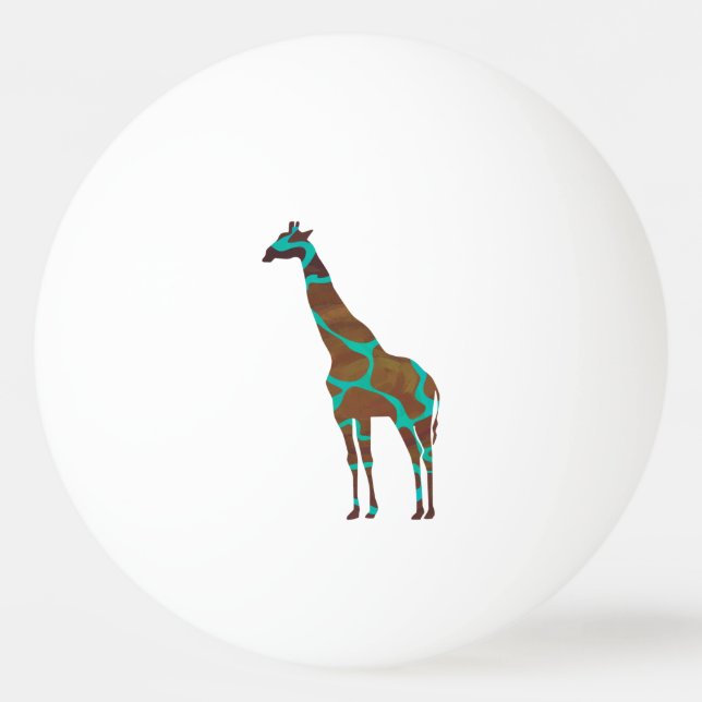 Balle De Ping Pong Giraffe Siloette Brown et Turquoise (Dos)
